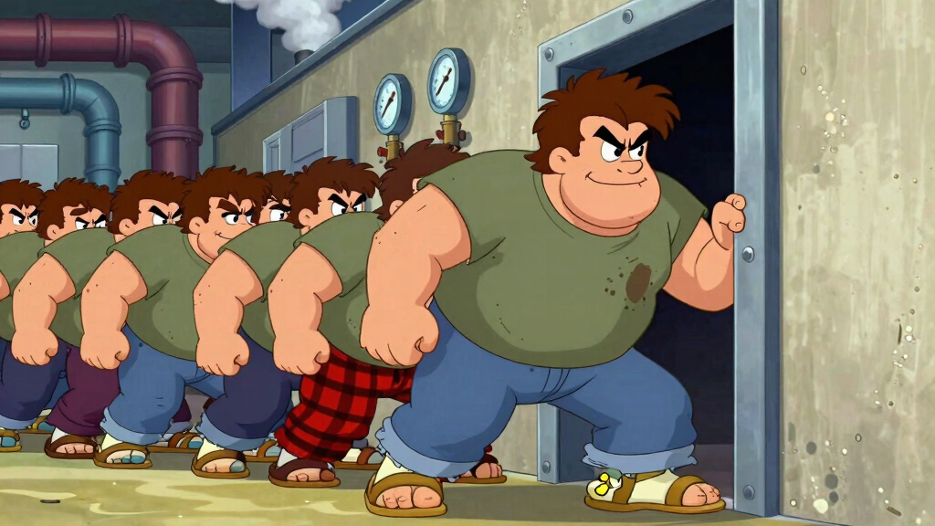 Character stuck in bottleneck representing Python GIL blocking threads