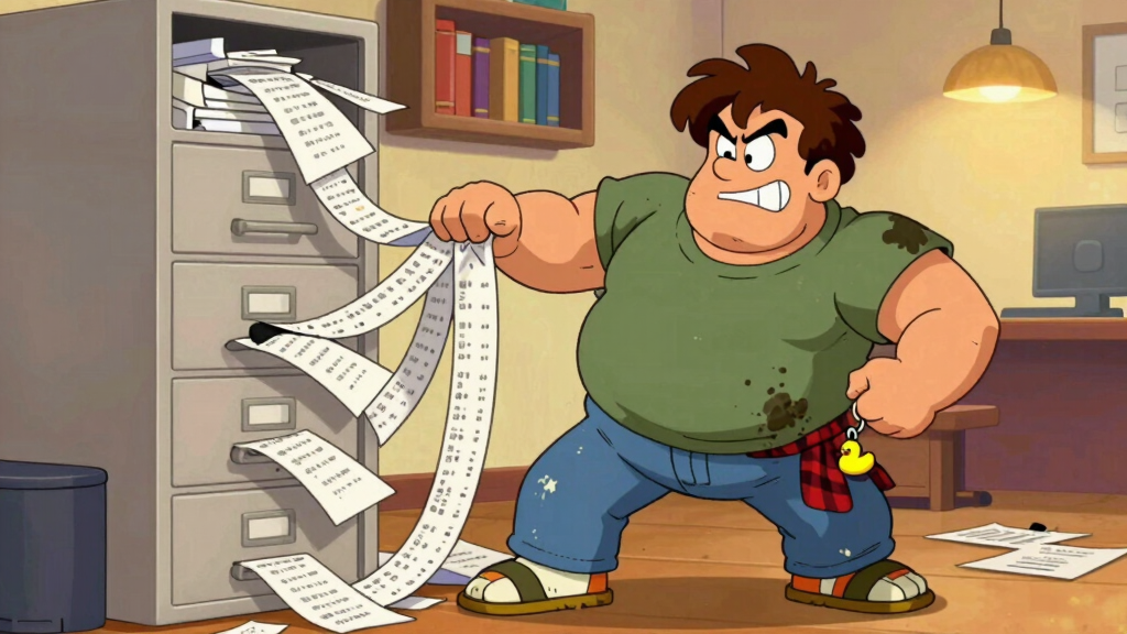 Loop Larry tangled in CSV data in cozy coding den