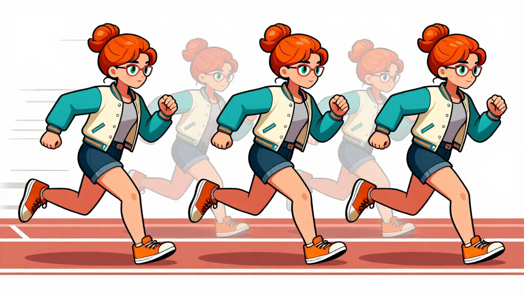 Cache Katie sprinting on multi-lane racetrack