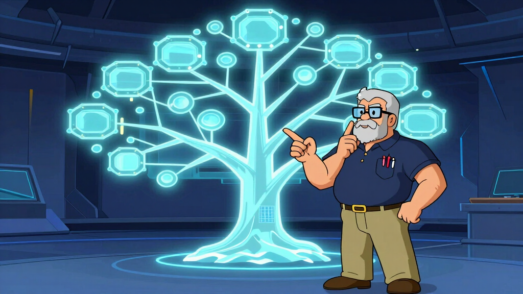 Sudo Sam pointing at a holographic hierarchical tree structure