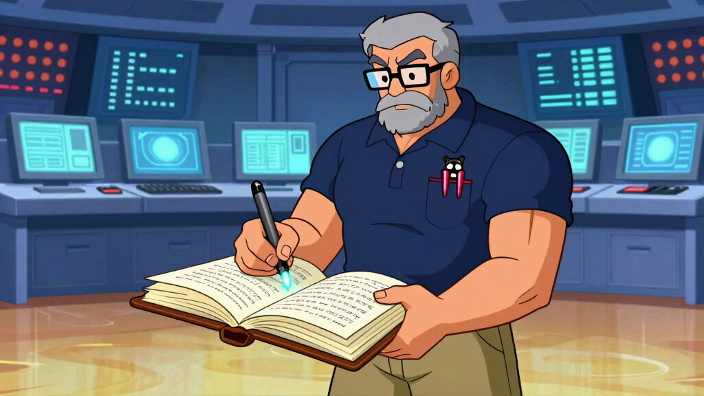 Sudo Sam writing in journal in mission control