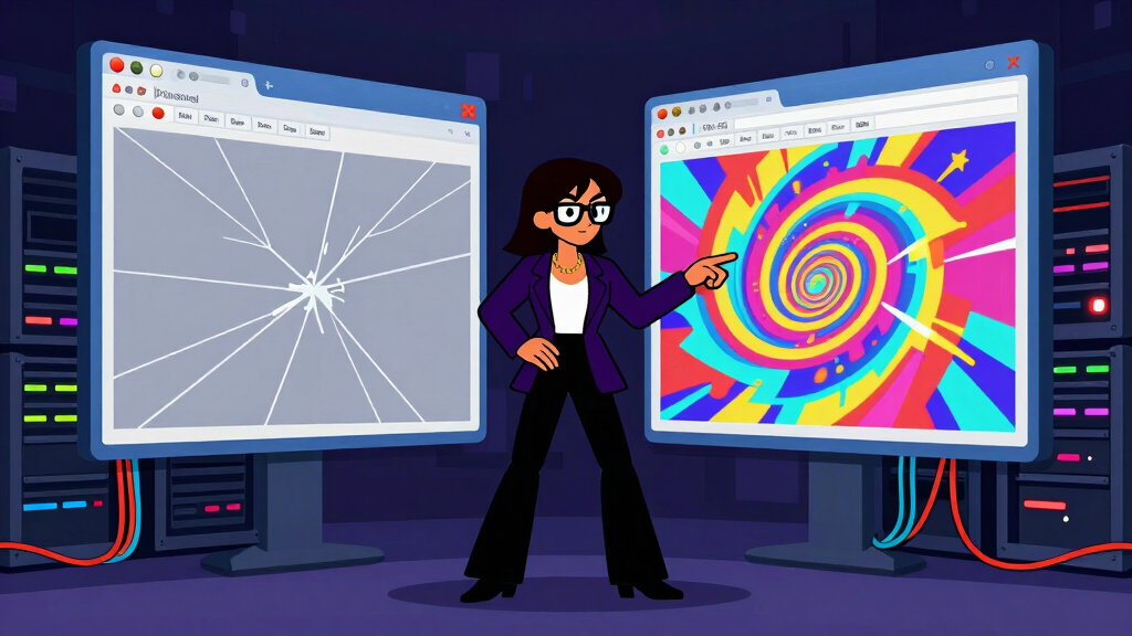 Character navigating dynamic web pages in a dark server room