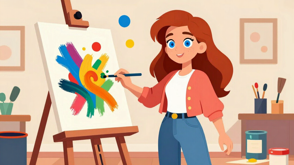 API Alice painting on a canvas in an art studio