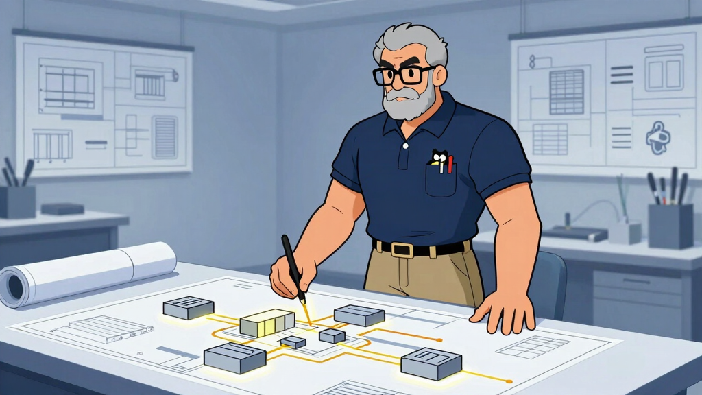 Character drawing blueprints of connected blocks representing SQLAlchemy ORM models