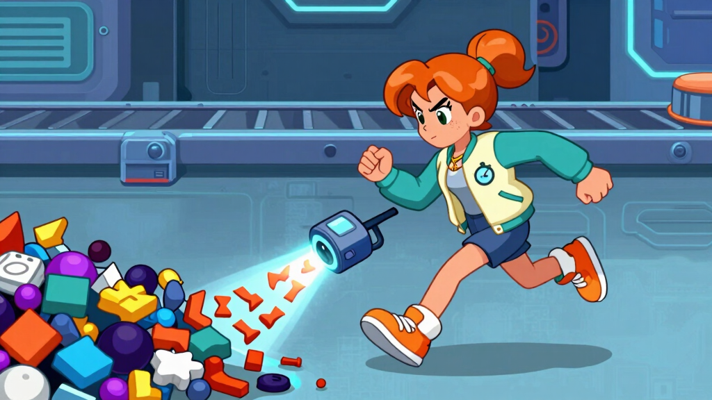 Cache Katie using glowing scanner to clean messy code