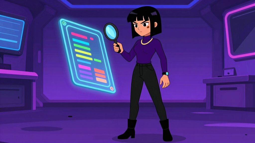 Debug Dee examining glowing embed card with magnifying glass