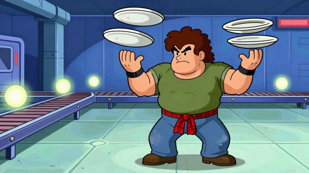 Loop Larry juggling spinning plates