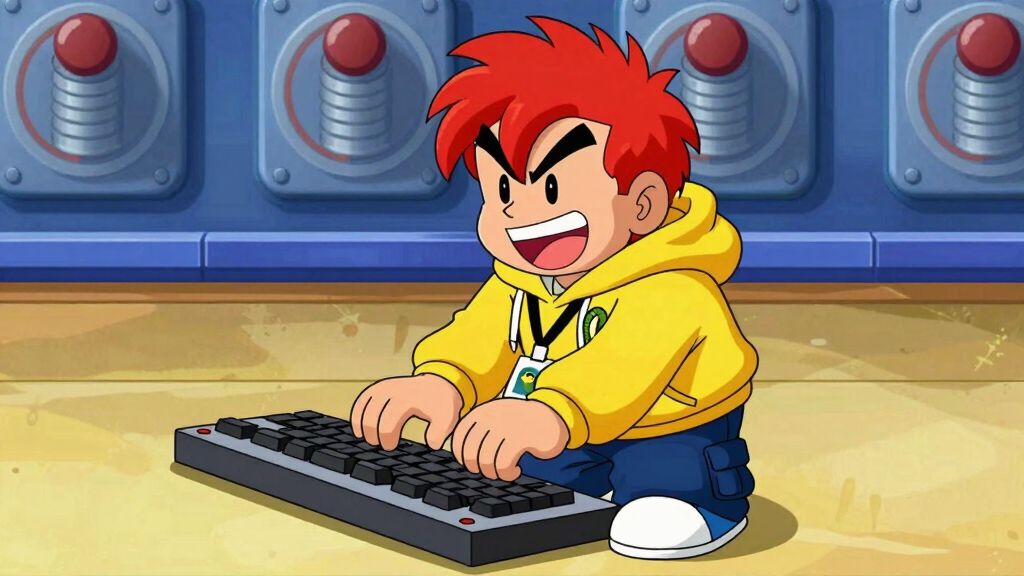 Pyro Pete typing with thread dials