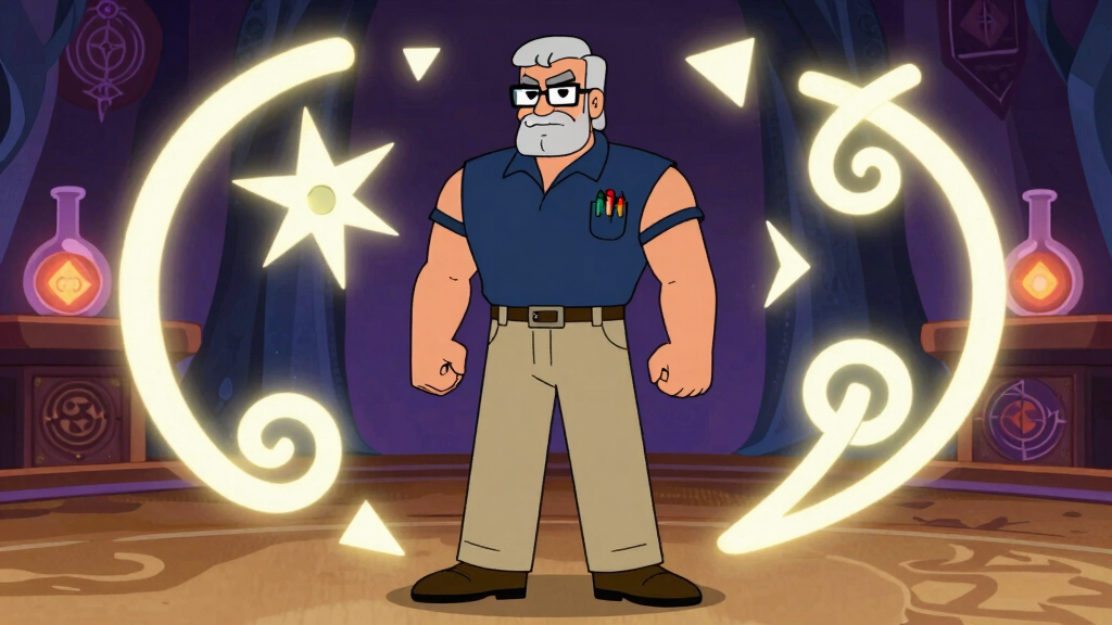 Sudo Sam surrounded by glowing mathematical symbols