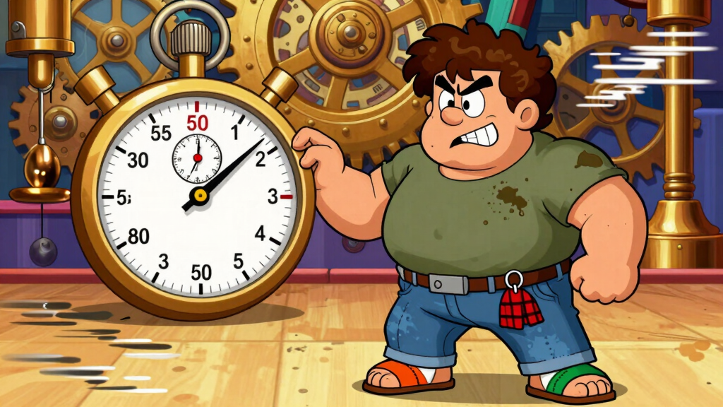 Loop Larry watching code blocks race past his stopwatch