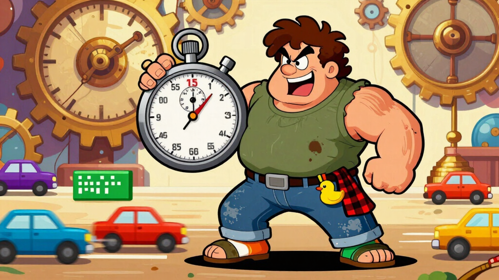 Loop Larry with giant stopwatch for Python time module tutorial