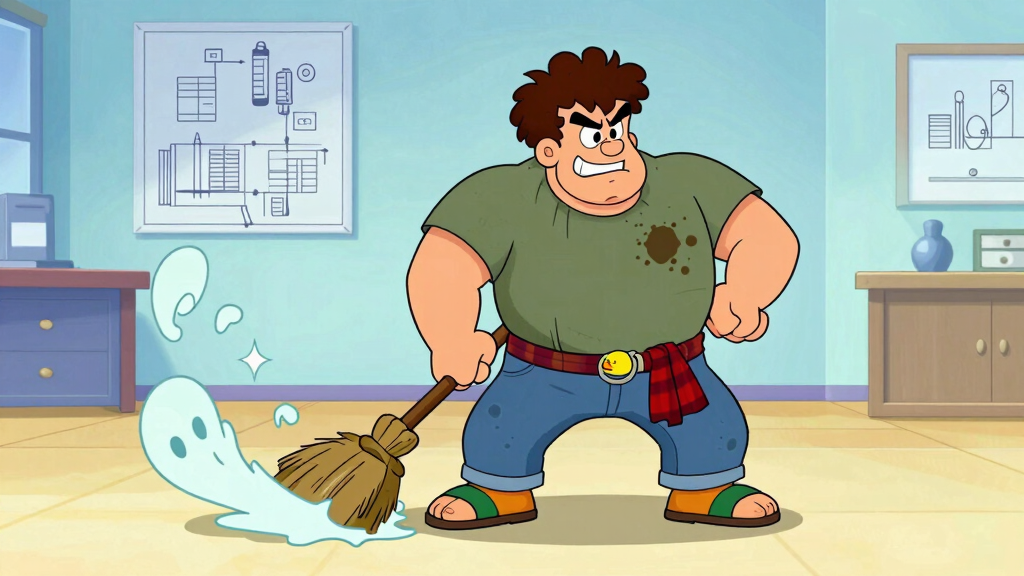 Loop Larry sweeping up vanishing object outlines