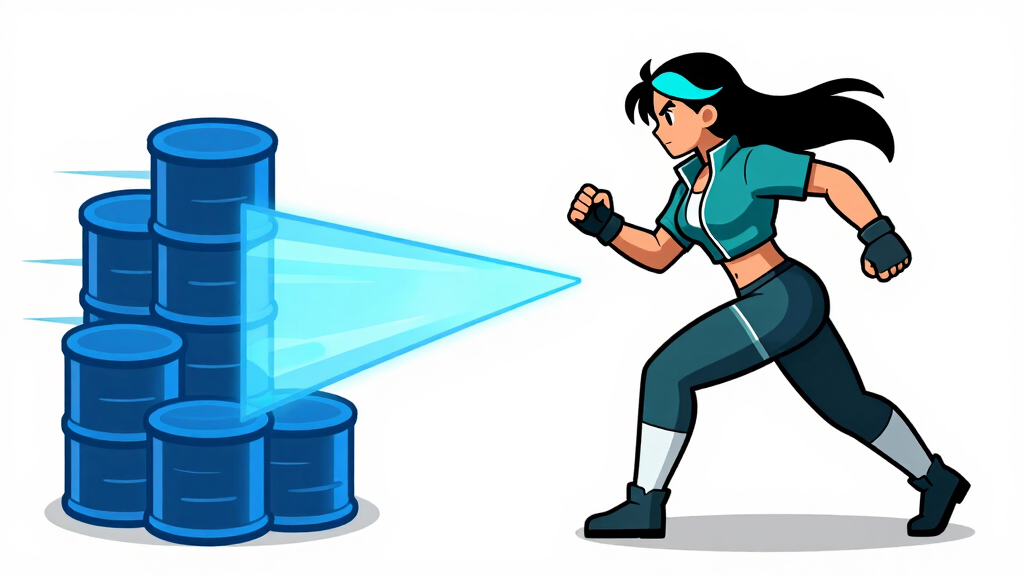 Cache Katie sprinting beside a SQL query beam slicing through data cylinders