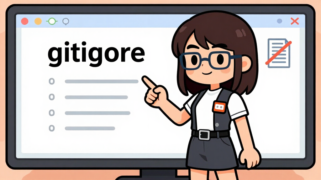 Python developer pointing at .gitignore file to protect .env secrets