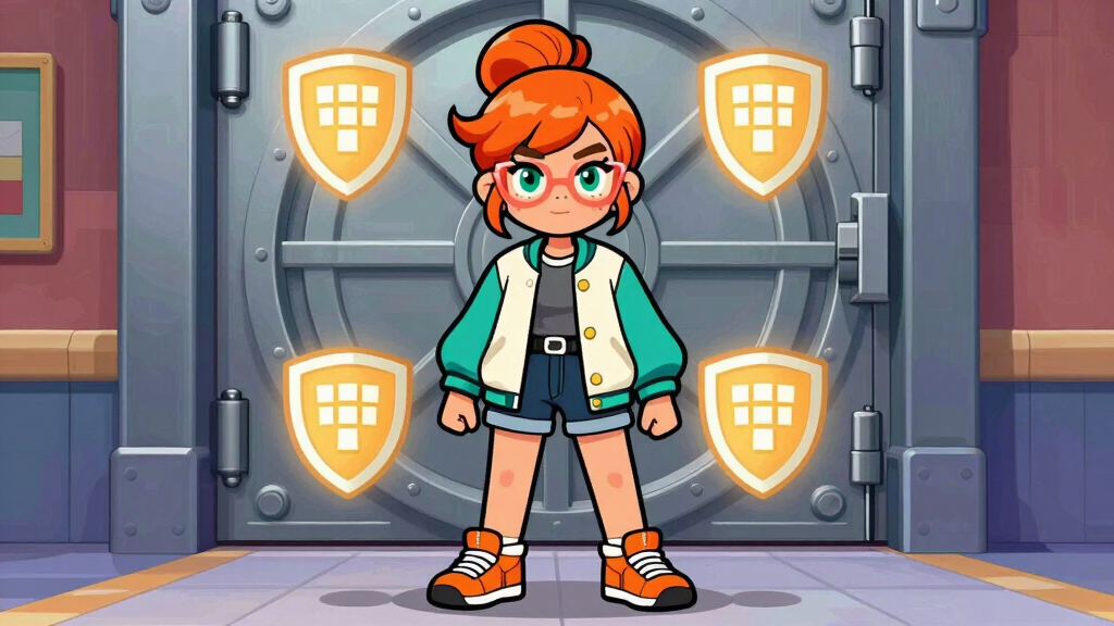 Energetic developer guarding a vault representing secure password input