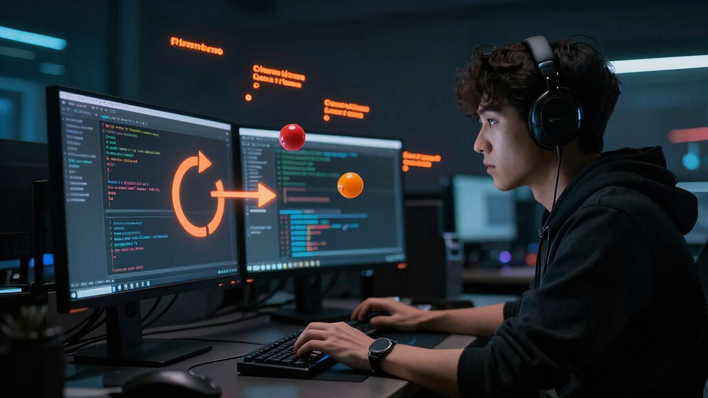 Developer staring at infinite retry loop on monitor
