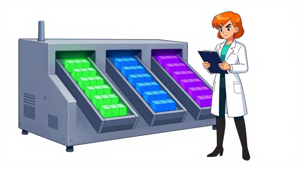 Cache Katie at a sorting machine with three output chutes for different result formats