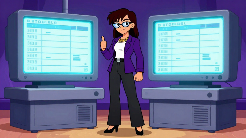 Debug Dee giving thumbs-up in front of two matching terminal screens, cartoon style