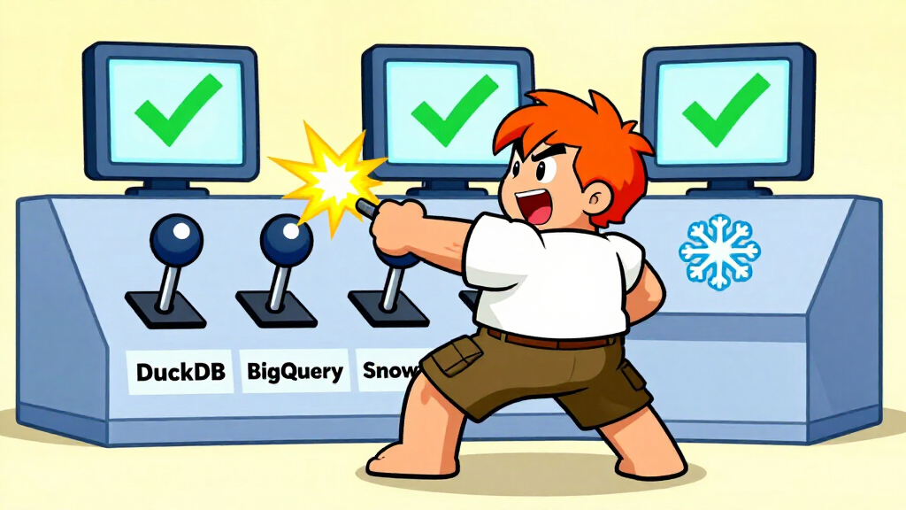 Pyro Pete yanking three backend levers simultaneously with sparks flying, cartoon style