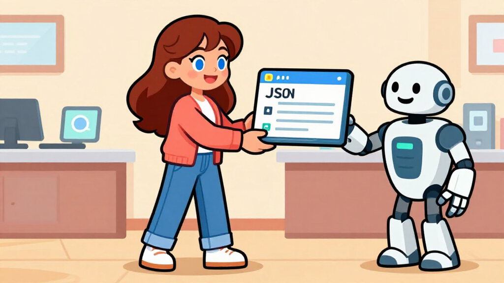 API Alice serving a JSON response tray to an API consumer robot