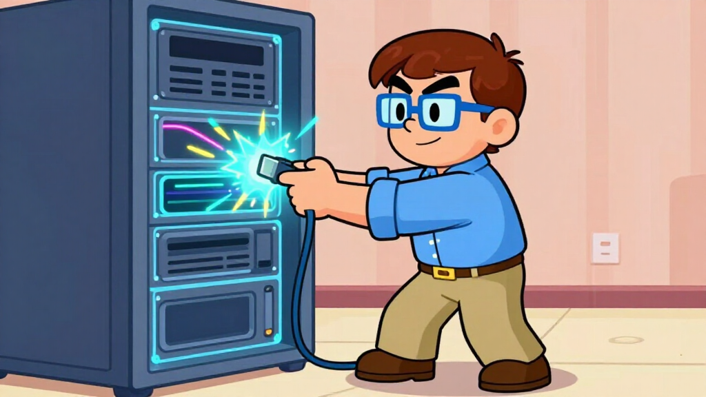 Developer character connecting to Morphik server with glowing data cable