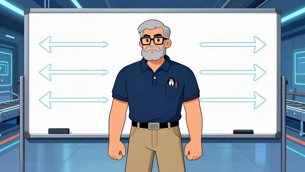 Cartoon character at whiteboard diagramming parallel execution lanes