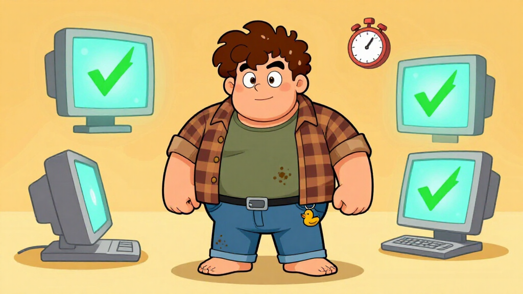 Developer surrounded by three type checker terminals comparing speed